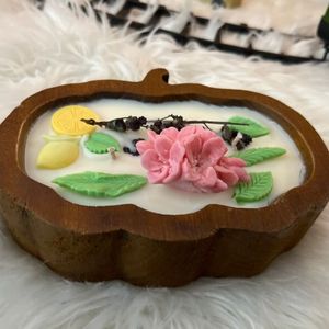 Vela de cuenco de masa de madera de acacia natural con forma de calabaza para mesa de decoración navideña de la fábrica de Vietnam - Product Image 3