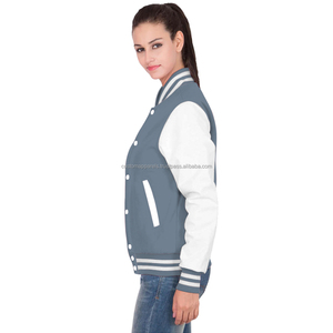 Classic Style Cotton <b>Quilted</b> Breathable Plain Dyed Custom Embroidered Women's Varsity Jacket - Product Image 2
