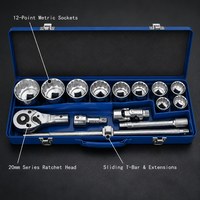 Set Kunci Soket Logam 15pcs Metrik 20mm Berkualitas Tinggi untuk Industri, Grosir Peralatan Profesional OEM