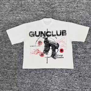 Camiseta de lavado ácido impresa Digital personalizada de fábrica, camisetas bordadas desgastadas Vintage de algodón pesado para hombre - Product Image 4