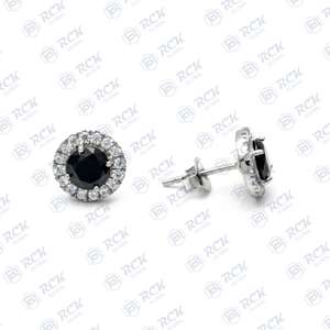 <b>Black</b> 1.80 TCW Round Briliiant Cut <b>Stud</b> Moissanite <b>Earrings</b> for Women/ Anniversary Gift Jewelry for Her Diamond <b>Studs</b> - Product Image 3