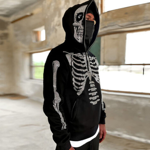 Venta al por mayor nueva moda Vintage bordado Sudadera con capucha para hombres niños gota hombro Streetwear peso pesado ropa de invierno - Product Image 3