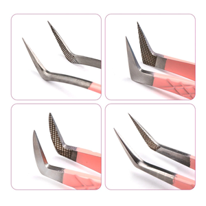 Pinzas de extensión de pestañas de acero inoxidable rosa de alta calidad antiestáticas con logotipo personalizado y puntas puntiagudas - Product Image 3