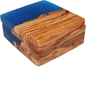 Ensemble de 4 sous-verres en bois d'olivier, produits de cuisine polis, dessous de verre décoratifs pour Table à manger - Product Image 1