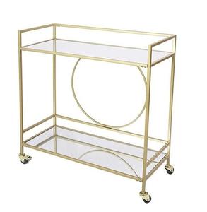 Golden Finished Stainless Steel Double Marble Slaves Food <b>Serving</b> <b>Trolley</b> for Hotel Dining Room Hotel Restaurant Decor - Product Image 1