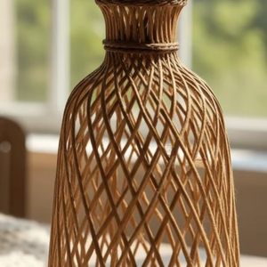 The Aesthetic & Feature-Rich Pick: Custom Hand-Woven Jute <b>Floor</b> Vase | Natural Eco-Friendly Boho <b>Bamboo</b> Style Decor - Product Image 5