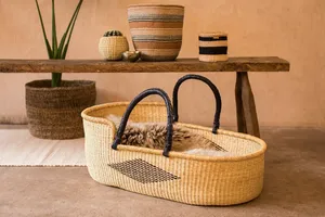 Lit naturel écologique de paniers de moïse de jonc de mer pour la variété acceptable d'OEM tissé à la main d'enfant de couleurs faites à la main au Vietnam - Product Image 5