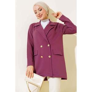 Veste en crêpe magenta pour femme - Product Image 3