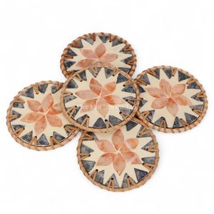 Posavasos Artesanal de Nácar con Borde de Ratán para Protección Diaria de Bebidas y Decoración Refinada del Hogar - Product Image 2