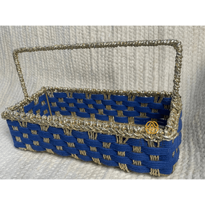 Eco-Friendly 12x6x4 Inch Hamper <b>Basket</b> Recycled <b>Plastic</b> Cotton with Top Handle Multipurpose Organizer for Living Room - Product Image 4