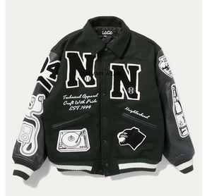 Venta al por mayor chaquetas de béisbol universitarias con logotipo personalizado con parches de chenilla frontal de cuello levantado y chaquetas Letterman con parches de Chile - Product Image 5