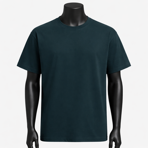 Camiseta de cuello redondo para hombre, color verde azulado oscuro, de manga corta, informal, básica, para uso diario y estilo urbano - Product Image 1