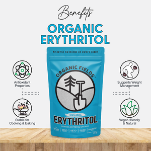 ORGANIC FIELDS 250g Eritritol 100% Puro Refinado Granulado, Apto para Diabéticos, Bajo en Carbohidratos, Keto, Edulcorante Orgánico - Product Image 4