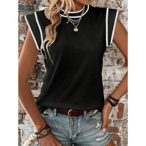 Blusa de Viscosa de Manga Corta y Cuello Redondo para Mujer de Jane, Corte Regular Informal, Top Básico para Uso Diario, Suave y Transpirable - Product Image 5