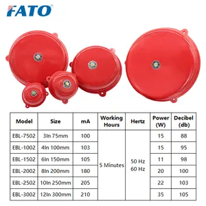 FATO EBL Aluminum Base Electric Round Alarm Bell DC 24V 100db Strike Type Electric Bell Household