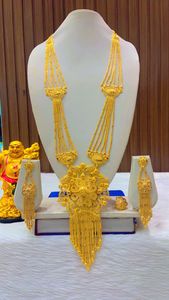 Dubai ชุดเครื่องประดับแฟชั่นชุบทอง24K สร้อยคอต่างหูกำไลเข็มกลัดวัสดุทองแดงสำหรับบัลแกเรีย