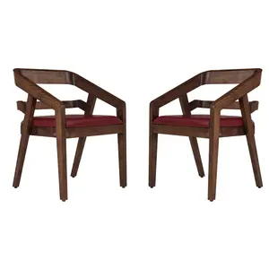 Fauteuil au design minimaliste en teck massif couleur marron, moderne, pour salle à manger, appartement ou villa - Product Image 5