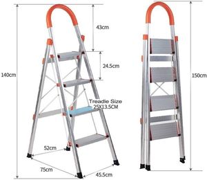 Portable Aluminum Folding Safety <b>Ladder</b> with Non-Slip Platform for <b>Safe</b> Indoor Use in Cleaning and Home Repair - Product Image 2