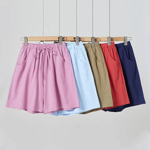 Pantalones Cortos Deportivos de Verano para Mujer, Transpirables, con Cordón Ajustable, Cintura Elástica, de Algodón y Lino, Color Sólido, con Bolsillos, Casuales - Product Image 5