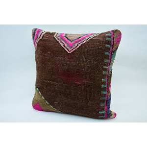 Almohada tejida Kantha de lana de retazos Multicolor de 18x18 pulgadas con patrón Vintage antideslizante ecológico extraíble y lavable - Product Image 3