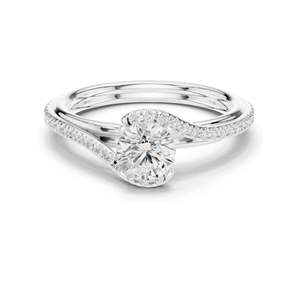 Bague de fiançailles torsadée avec diamant de laboratoire rond brillant de 0,96 carat, clarté VVS-VS EF, or 18 carats, 14 carats, 10 carats et argent 925, rose - Product Image 3