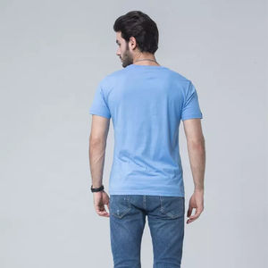 Camiseta de 100% algodón para hombre, camiseta informal con logotipo personalizado de alta calidad, ropa en blanco teñida lisa - Product Image 3