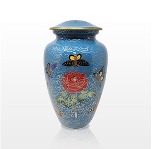 Urna de cremación Floral de mariposas azules en rosa, urna funeraria hecha a mano para adultos, sólida, asequible para cenizas humanas, urnas de tamaño personalizado - Product Image 6