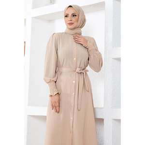 Conjunto Casual Diario de Otoño MSW19233-4, Suéter Tejido Beige con Detalle de Abertura, Largo Midi, Corte Holgado, Dos Piezas, Tallas XS a XL, ODM OEM - Product Image 2