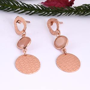 Pendientes colgantes finos de Plata de Ley 925, colgantes largos de cuarzo rosa chapados en oro, regalo de boda de moda para fiesta - Product Image 1
