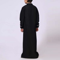 Abaya Islamique Homme Hiver Grande Taille de Qualité Supérieure, Robe Unie à Manches Assorties en Coton et Polyester, Séchage Rapide