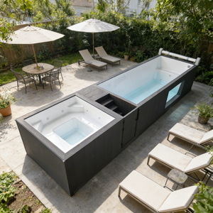 สระว่ายน้ำคอนเทนเนอร์ขนาด 40 ฟุต แบบตั้งบนพื้นดิน สำหรับบ้านพักตากอากาศ รีสอร์ท วิลล่า พร้อมระบบกรอง - Product Image 1