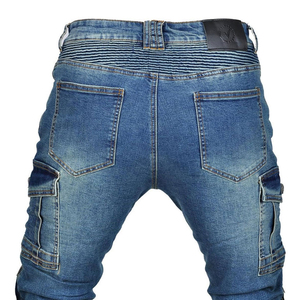 D-Ride Moto Blue Denim Motorcycle Rider Biker Jeans with Removable Knee <b>Hip</b> Armor Breathable & Quick Dry for Men's All Seasons - Product Image 5