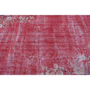 Tapis turc vintage 5,2x8,8 pi (158x267 cm), tapis en laine rouge à motifs floraux - Product Image 5