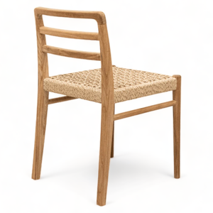 เก้าอี้ไม้สักธรรมชาติทนทานสำหรับรับประทานอาหารกลางแจ้งพร้อมเชือกหวายทอไม้เนื้อแข็งเก้าอี้โรงแรมเฟอร์นิเจอร์สวนสำหรับชายหาด - Product Image 4