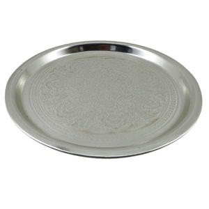 Vaisselle de table en métal plaque de chargeur Nickel argent couleur plat et plateau pour restaurant fait à la main - Product Image 1