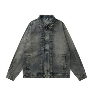 Custom Vintage Punk Washed Denim <b>Fabrics</b> Custom Denim Jacket Men Men's Jackets - Product Image 1