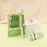 Ensemble de pinceaux de maquillage vert transparent, 7 pièces, poils synthétiques doux, poudre, fard à joues, fard à paupières, Kit de pinceaux cosmétiques avec boîte-cadeau