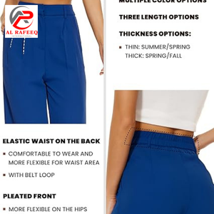 Femmes nouvelle couleur unie élégant décontracté taille haute droite large jambe pantalon pantalon femmes pantalon - Product Image 4