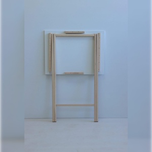 WELL HOME Table console auxiliaire flexible 48x35x64 cm en bois de hêtre et mélamine blanche - Product Image 5