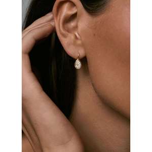 Harper 2ctw Yellow Gold Diamond Earrings Pear <b>Drop</b> Design - Product Image 2