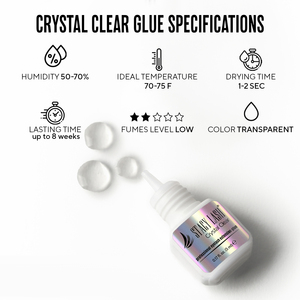 Colle liquide transparente pour extensions de cils (5ml/10ml) Séchage en 1 seconde Imperméable Végane Sans cruauté Animale Tenue longue durée 8 semaines - Product Image 2