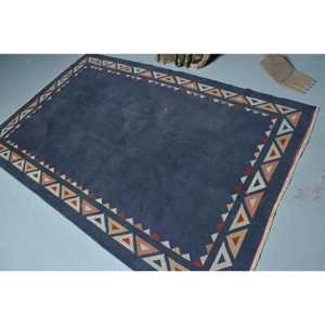 Alfombra Turca de 4.8x7.4 pies, Alfombra Vintage, Alfombra de Lana con Puntos Azules y Rojos - Product Image 4