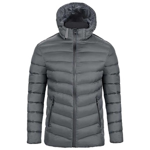 Chaqueta acolchada con capucha de invierno informal para hombre, transpirable, impermeable, para montañismo al aire libre, con cremallera y logotipo frontal personalizado - Product Image 1