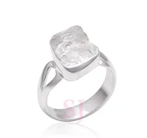 Хит продаж, регулируемое кольцо ручной работы из натурального необработанного геркимера с бриллиантами, 925 стерлингового серебра, кольцо с камнем для украшения