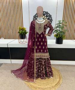 Conjunto de satén de diseñador Salwar Dupatta: conjuntos de satén de diseñador Salwar dupatta elaborados con finura y elegancia, para un sofisticado - Product Image 5