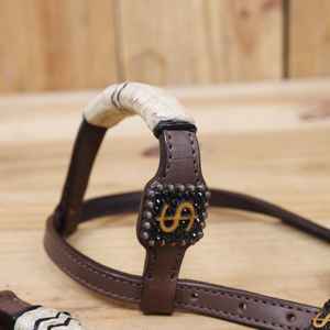 Juego de Tachuelas con Flecos de Plumas Blancas y Turquesas, Cuero Vacuno de Primera Calidad, Sillas de Montar Ligeras para Caballos, Juego de Cabezada de Moda para la Temporada del Jockey - Product Image 5