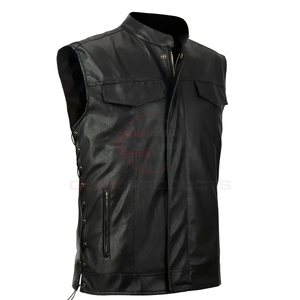 Designer Men's <b>Retro</b> Slim Fit Sleeveless <b>Leather</b> <b>Jacket</b> Stylish Biker Streetwear Casual Winter Breathable OEM Service Waistcoat - Product Image 2