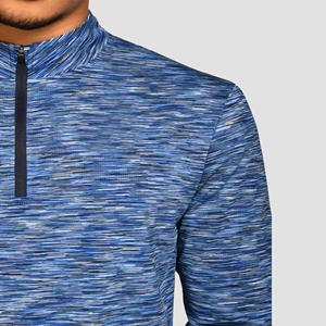 Camisa de manga larga para hombre, Logo reflectante, ligero, transpirable, azul medianoche, 88% poliéster, 12% ELASTANO, ajustado, Trail 1/4 cremallera - Product Image 5