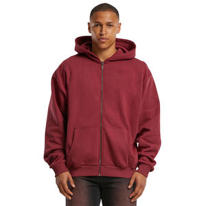 Fabricación de Pakistán sudaderas con capucha lisas de talla grande para niños Color granate algodón polar cremallera ropa informal sudaderas con capucha - Product Image 3