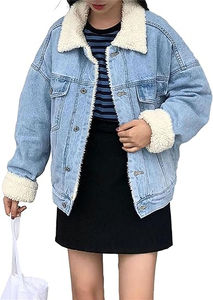 Nouvelle veste en polaire denim surdimensionnée pour femmes OEM personnalisée, confortable avec poches, matériau de rembourrage en coton tricoté - Product Image 6